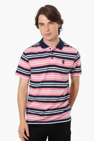 Vroom & Dreesman Striped Button Up Polo Shirt - Pink