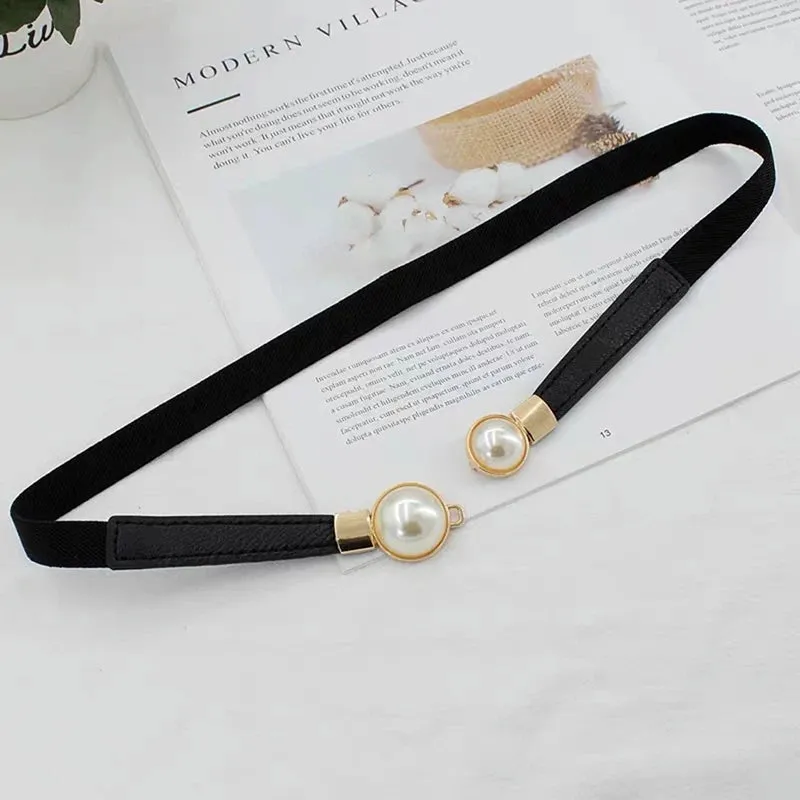 Women Fashion Waist Belt Narrow Stretch Dress Belt Thin Buckle Waistband New