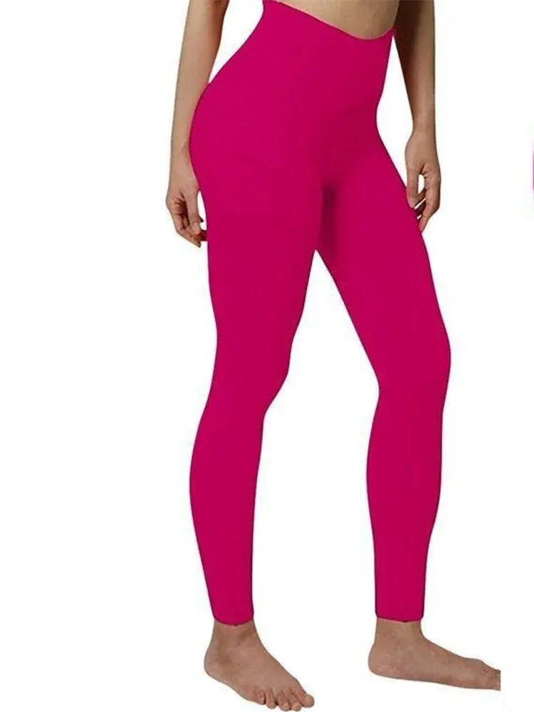 Women Seamless Elastic Yoga Pants Female High Waist Solid Color Pocket Leggings Fashion Casual Workout Sport Joggers Gym Tights