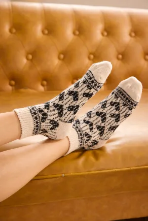 women's hearts wool cashmere quarter-crew socks