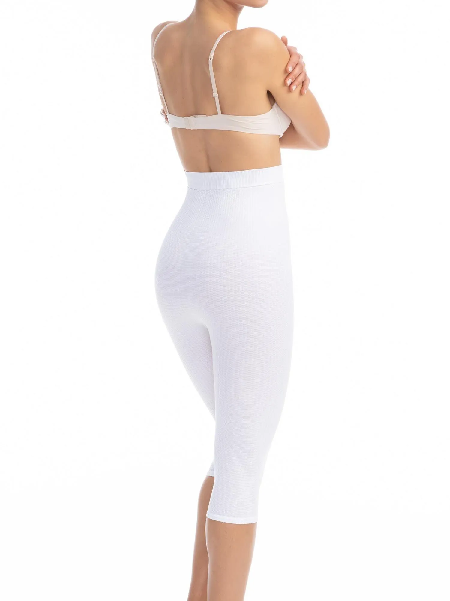 Women's high-waisted anti-cellulite micromassage capri leggings