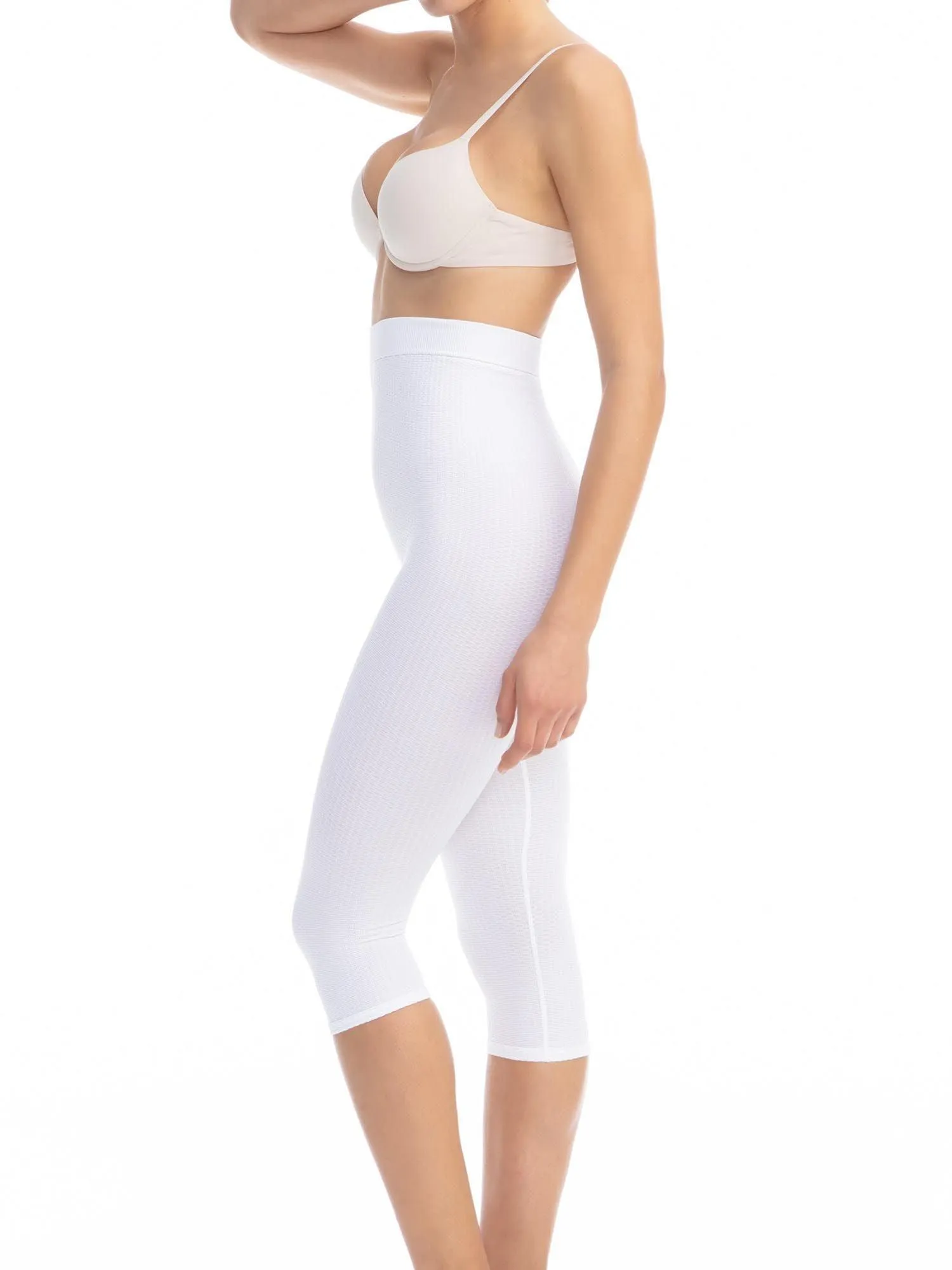 Women's high-waisted anti-cellulite micromassage capri leggings