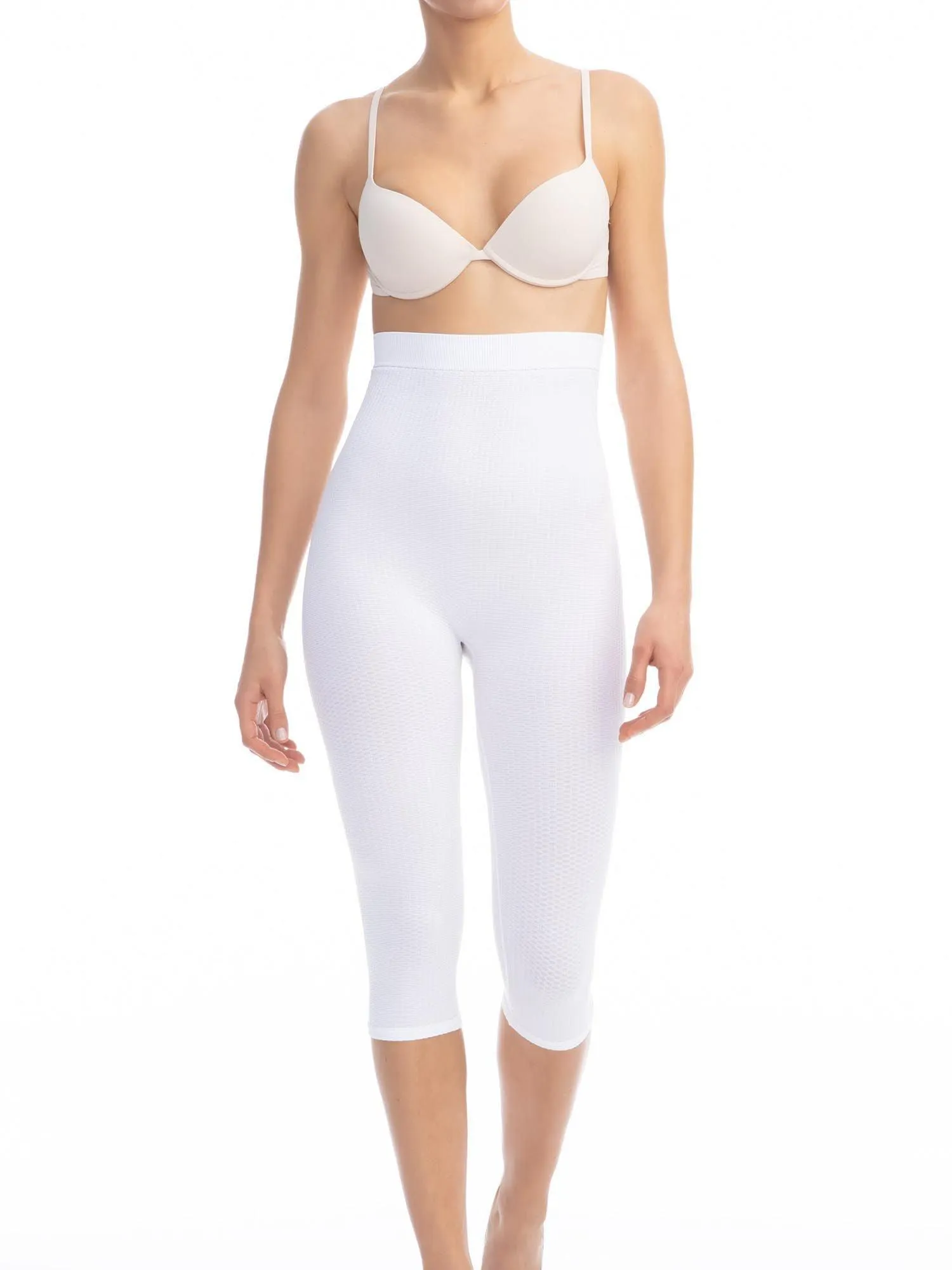 Women's high-waisted anti-cellulite micromassage capri leggings