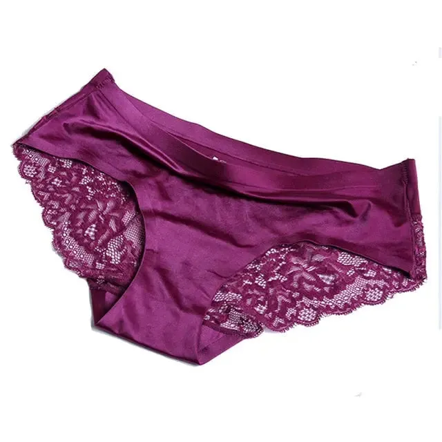 Women's Lace Panties Seamless  Nylon Silk for Girls Ladies Bikini Cotton