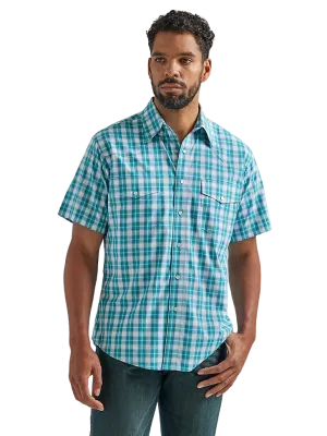 Wrangler Men's Wrinkle Resistant Western Teal Shirt