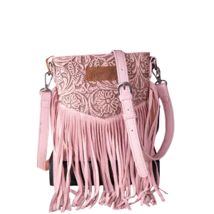 Wrangler Women's Embossed Fringe Peach Crossbody