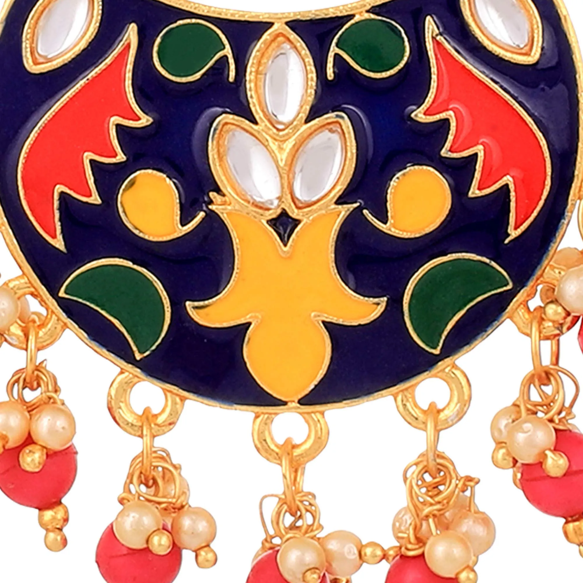 Yellow Chimes Beautifully Enamelled Stylish Gold Plated Meenakari Chandbali Earrings for Women and Girls…