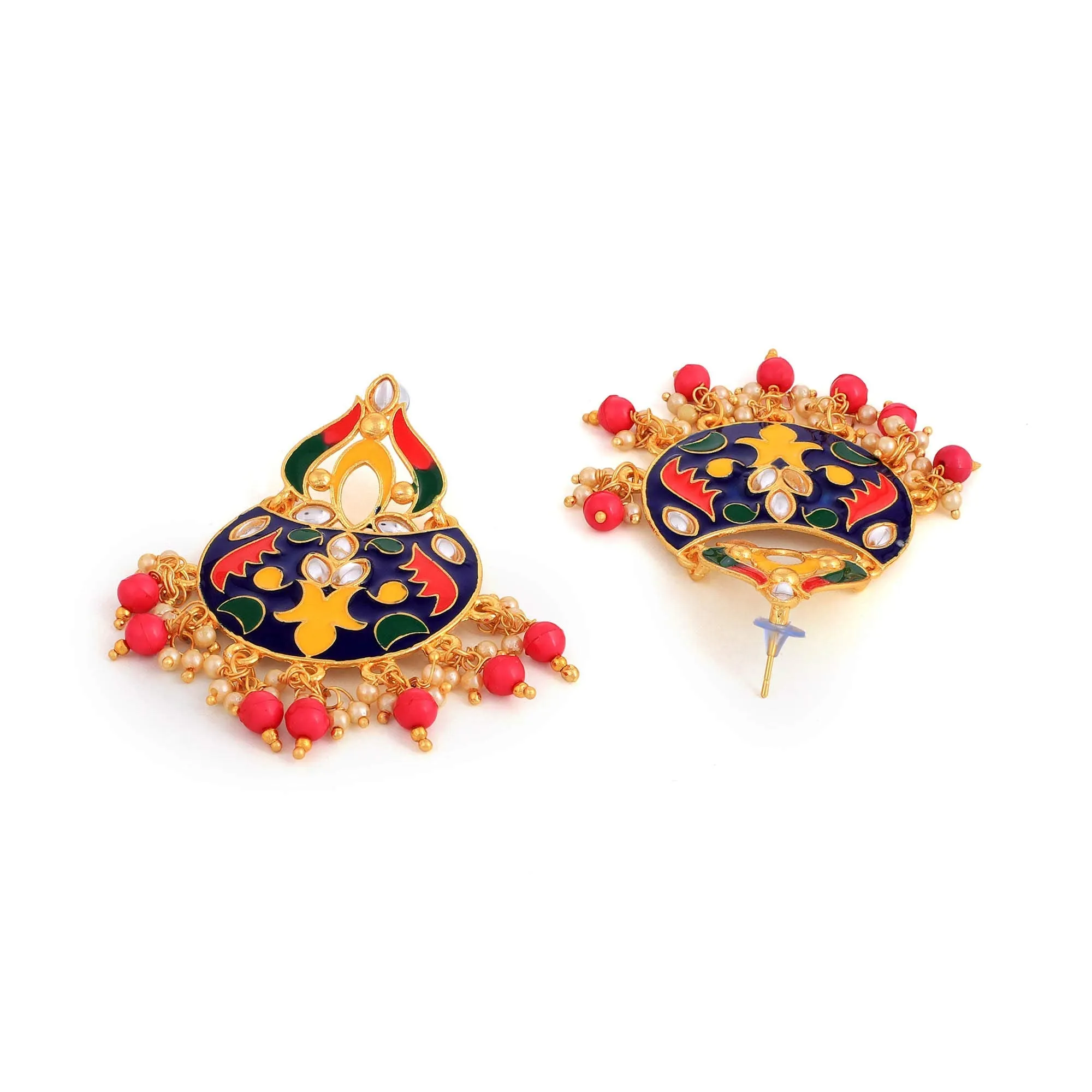 Yellow Chimes Beautifully Enamelled Stylish Gold Plated Meenakari Chandbali Earrings for Women and Girls…