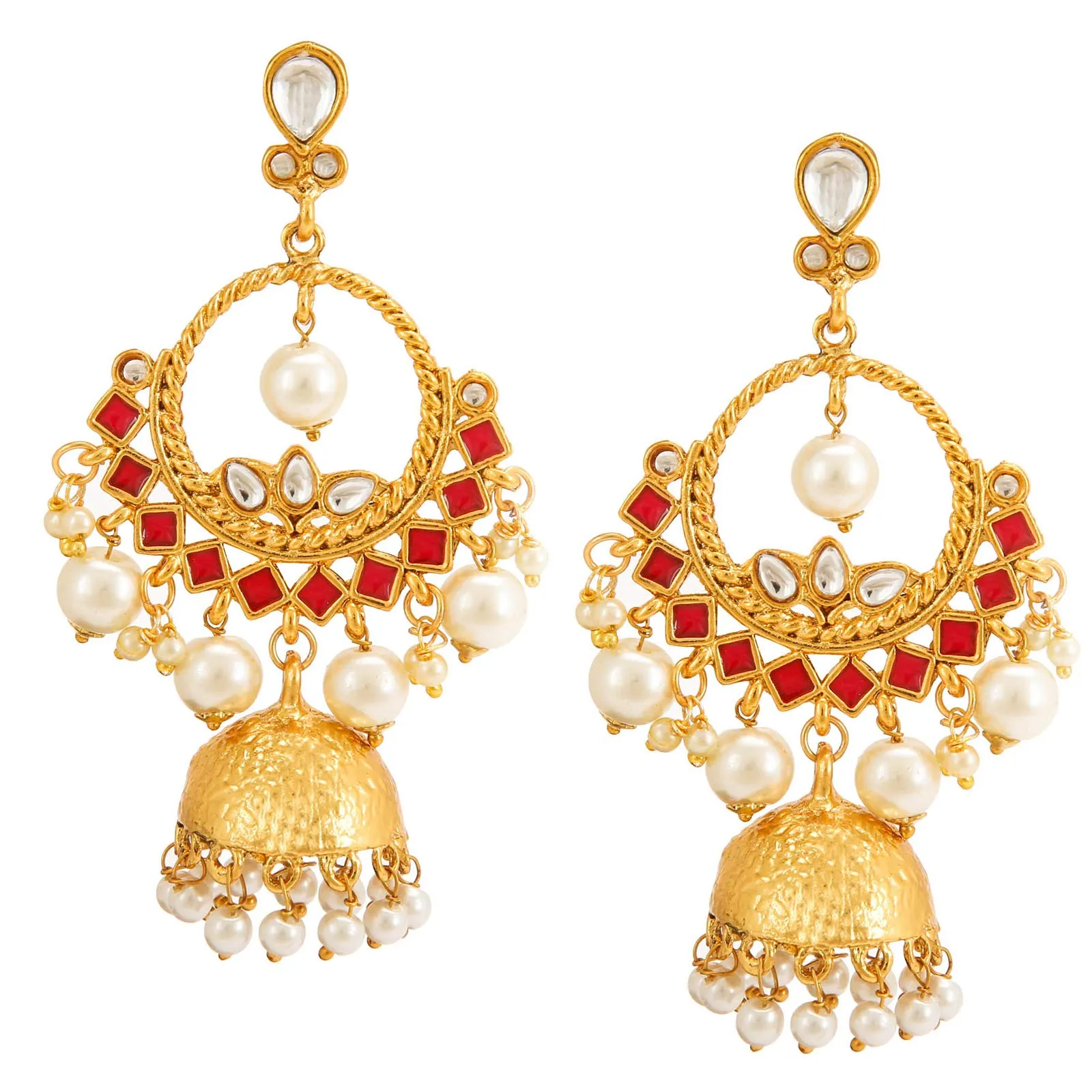 Yellow Chimes Jhumka Earrings for Women Traditional Gold Plated Pearl Long Chandbali Jhumka Earrings for Women and Girls