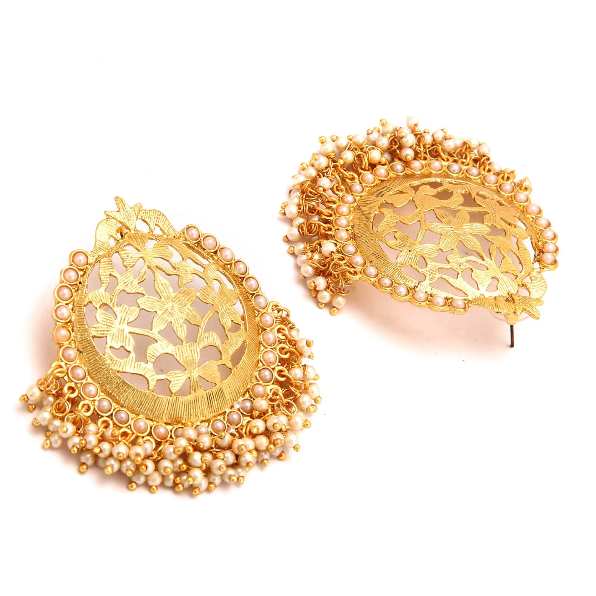 Yellow Chimes Traditional Moti Bandhani Chandbali Earrings for Women and Girls