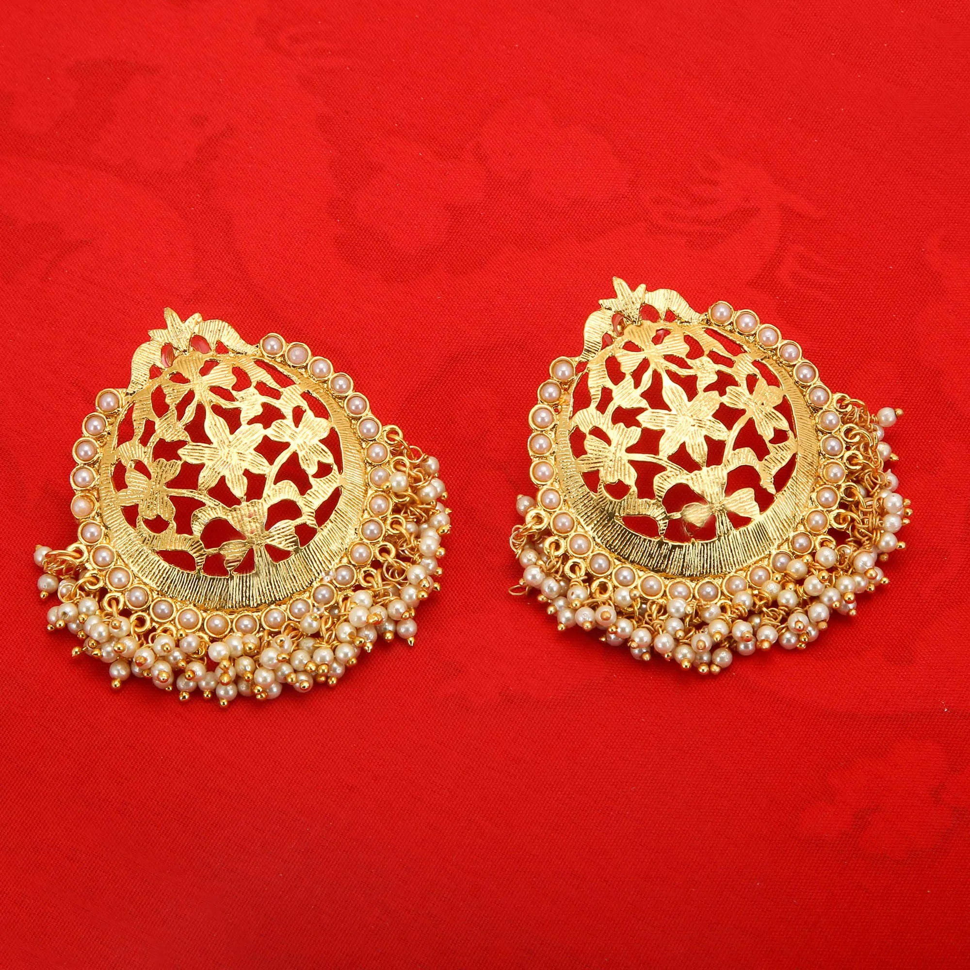 Yellow Chimes Traditional Moti Bandhani Chandbali Earrings for Women and Girls