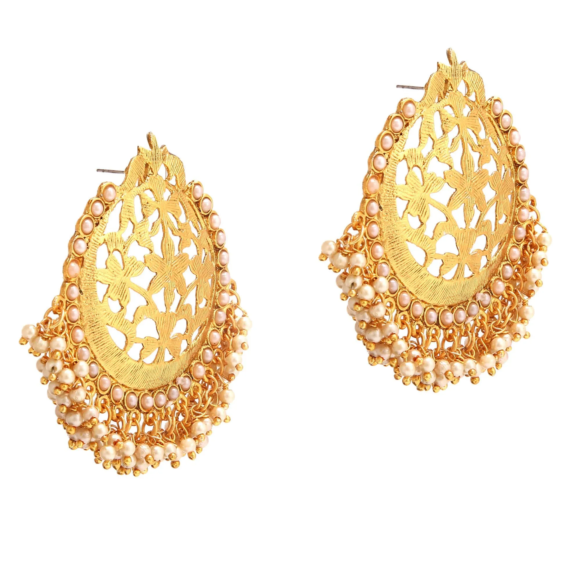 Yellow Chimes Traditional Moti Bandhani Chandbali Earrings for Women and Girls