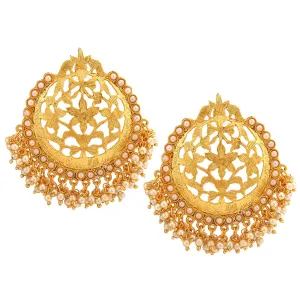 Yellow Chimes Traditional Moti Bandhani Chandbali Earrings for Women and Girls