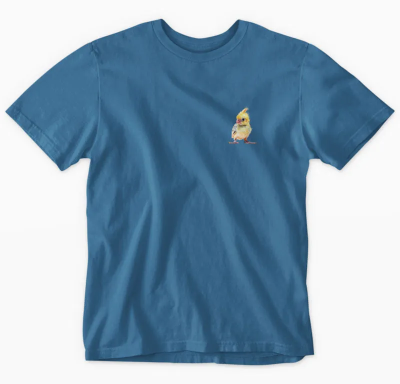 Young Cockatiel Bird Left Chest Print Adults T-Shirt (Various Colours)